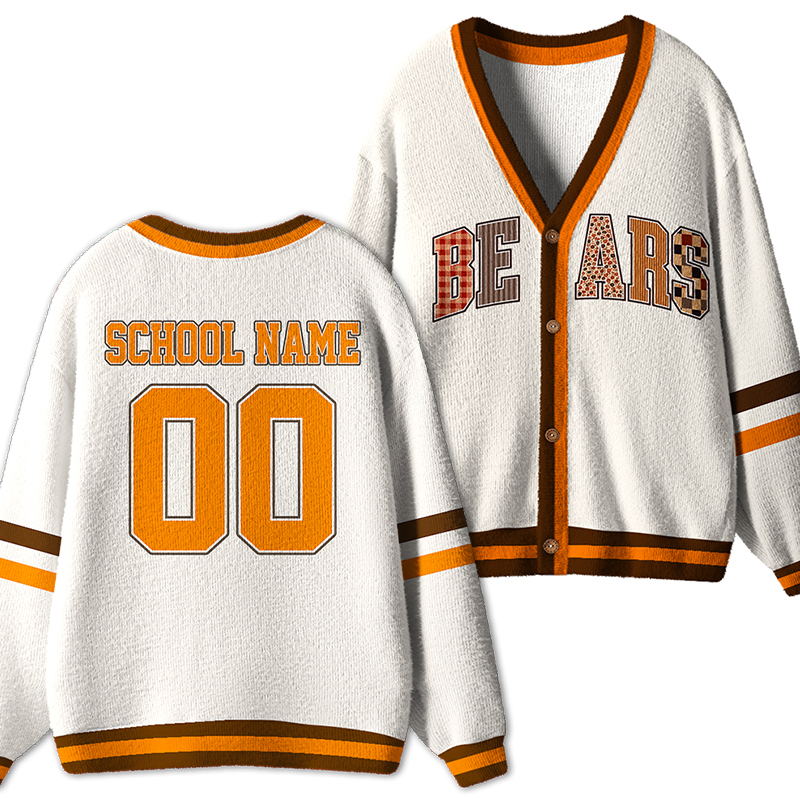 Personalized School Name Number Mascot Teacher Ugly Cardigan Sweater
