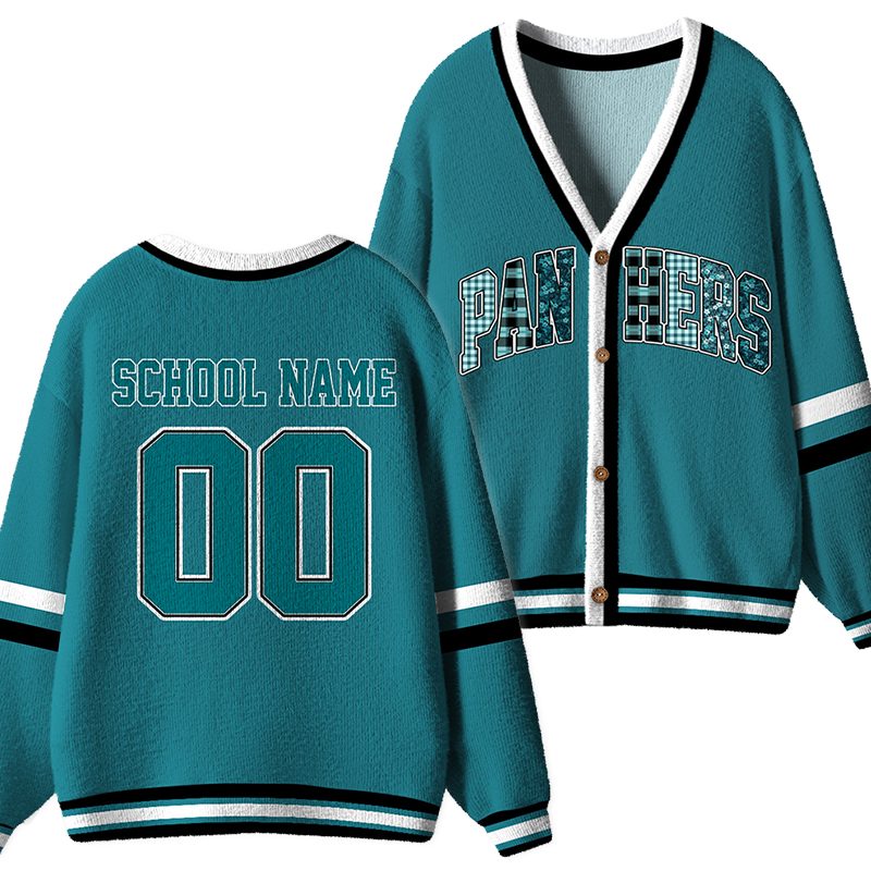 Personalized School Name Number Mascot Teacher Ugly Cardigan Sweater
