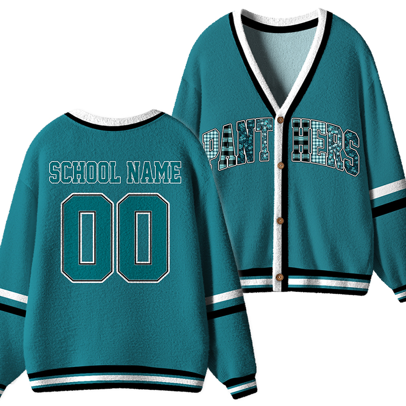 Personalized School Name Number Mascot Teacher Ugly Cardigan Sweater
