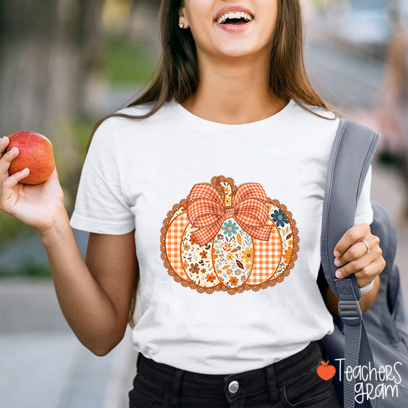 Patchwork Pumpkin Teacher T-Shirt
