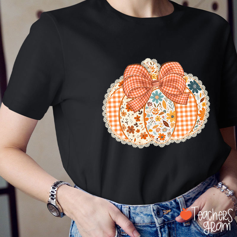 Patchwork Pumpkin Teacher T-Shirt