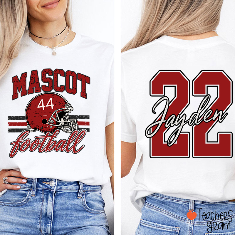 Personalized Mascot Football Game Day Teacher Two Sided T-Shirt