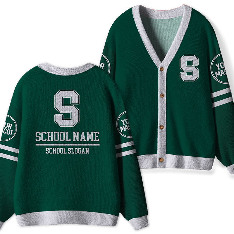 Personalized School Name Mascot And Slogan Teacher Ugly Cardigan Sweaters
