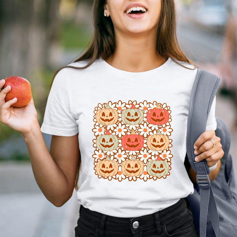 Daisy Pumpkin Teacher T-Shirt