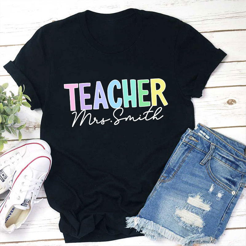 Personalized Name Gradient Color Teacher T-Shirt