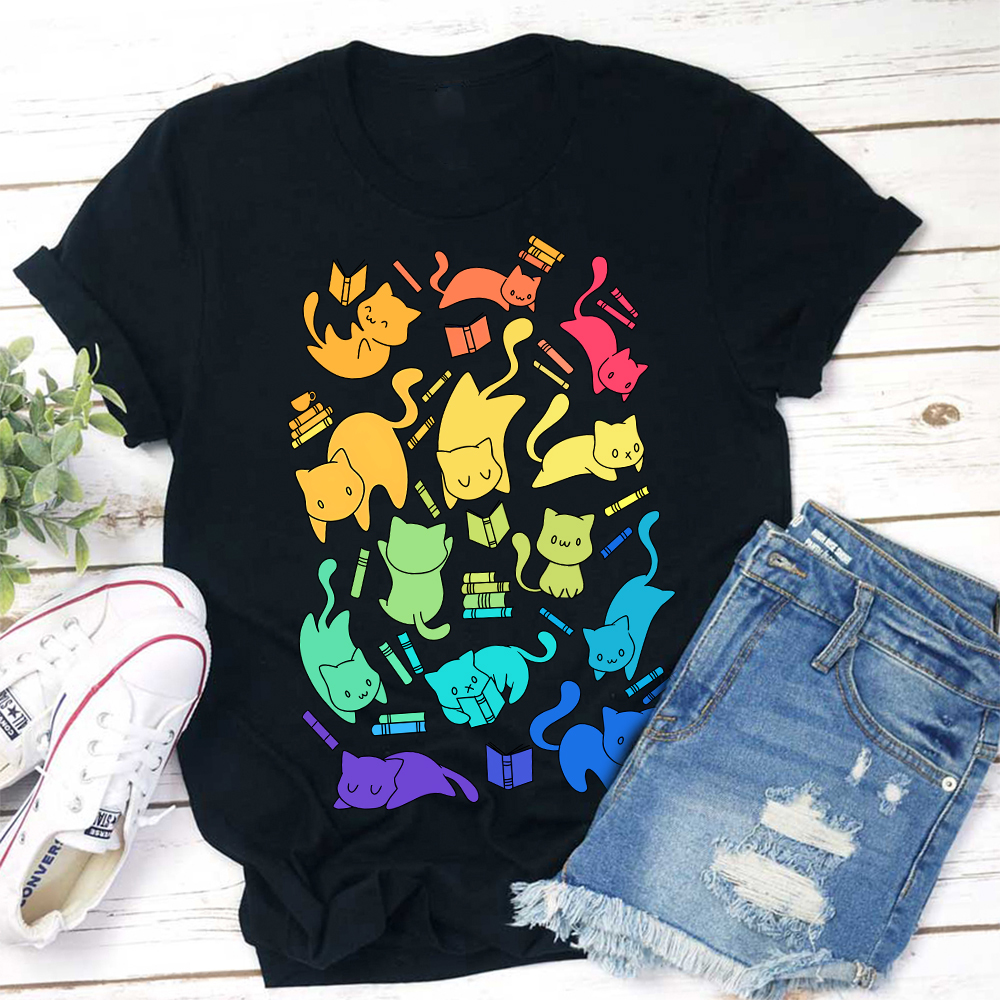 Cats And Books Teacher T-Shirt