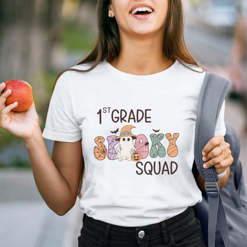Personalized Grade Spooky Squad Teacher T-Shirt