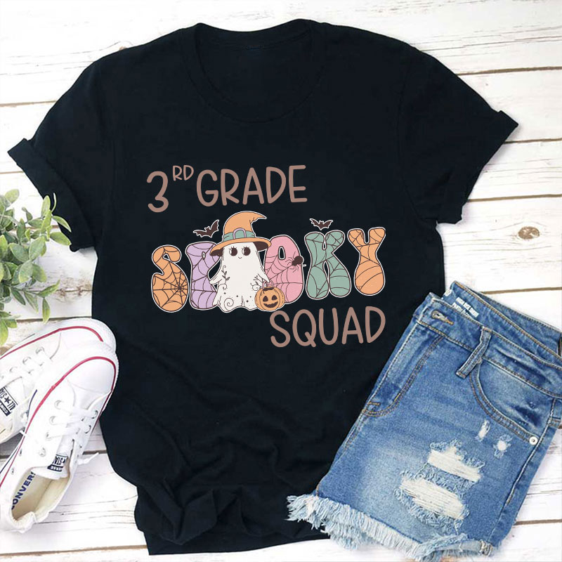 Personalized Grade Spooky Squad Teacher T-Shirt