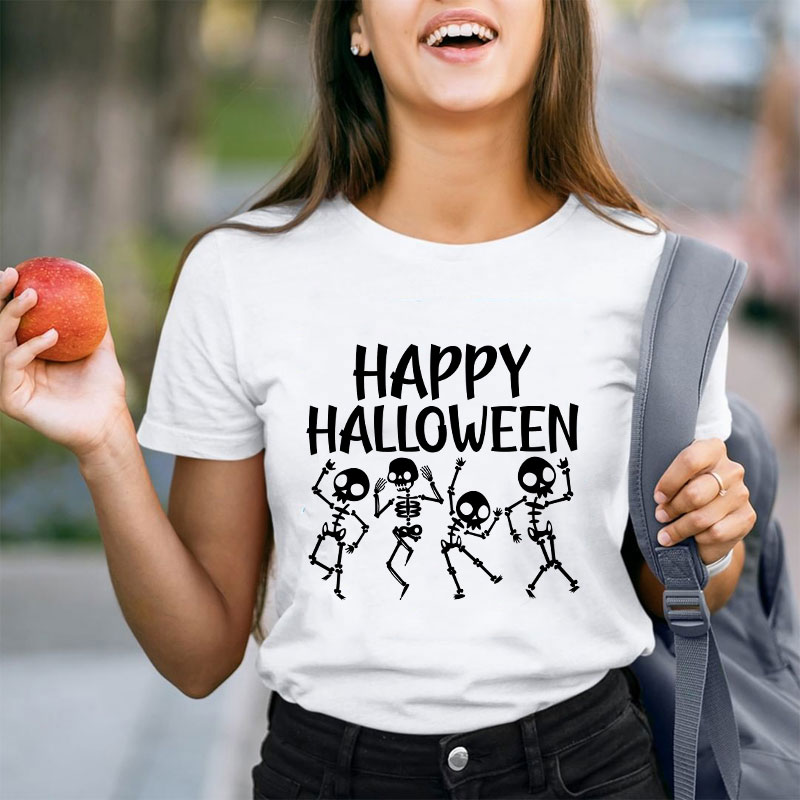 Happy Halloween Dancing Skeleton Teacher T-Shirt
