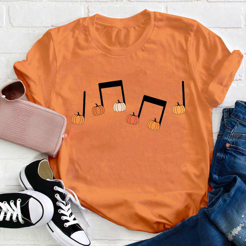 Musical Notation Halloween Pumpkin Teacher T-Shirt