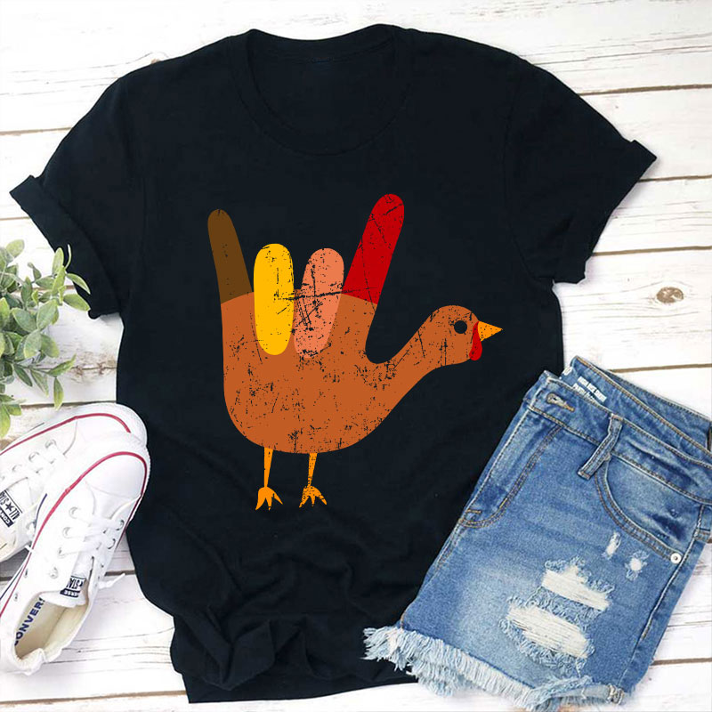 Love Peace And Turkey Teacher T-Shirt