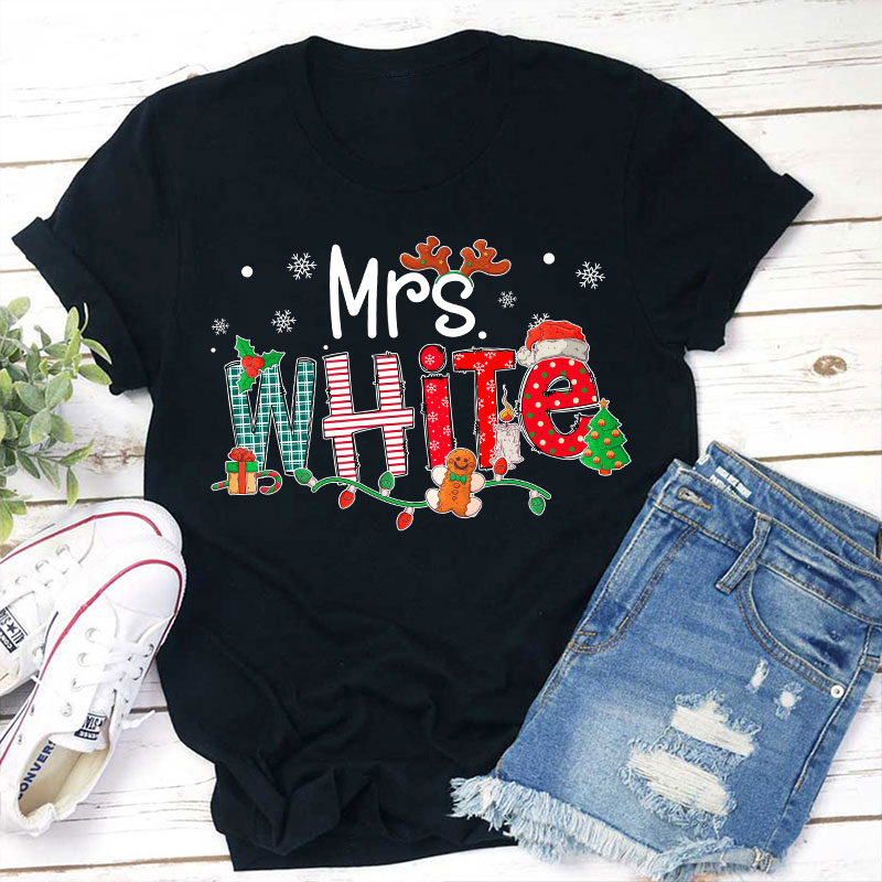 Personalized Teacher Name Christmas Teacher T-Shirt