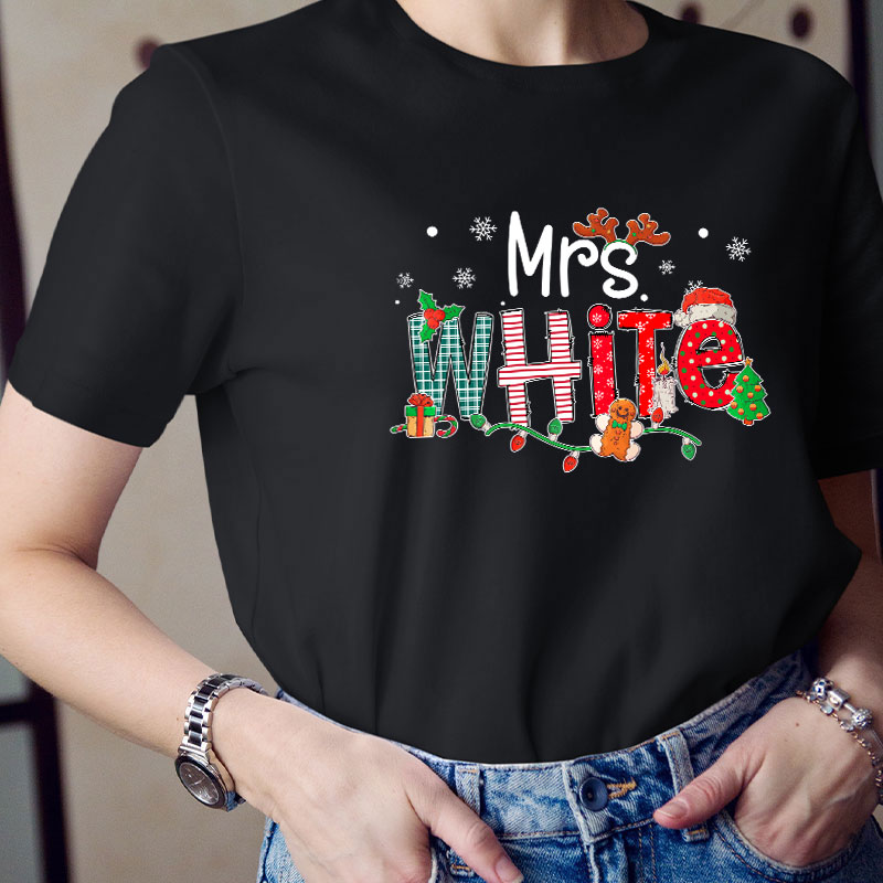 Personalized Teacher Name Christmas Teacher T-Shirt