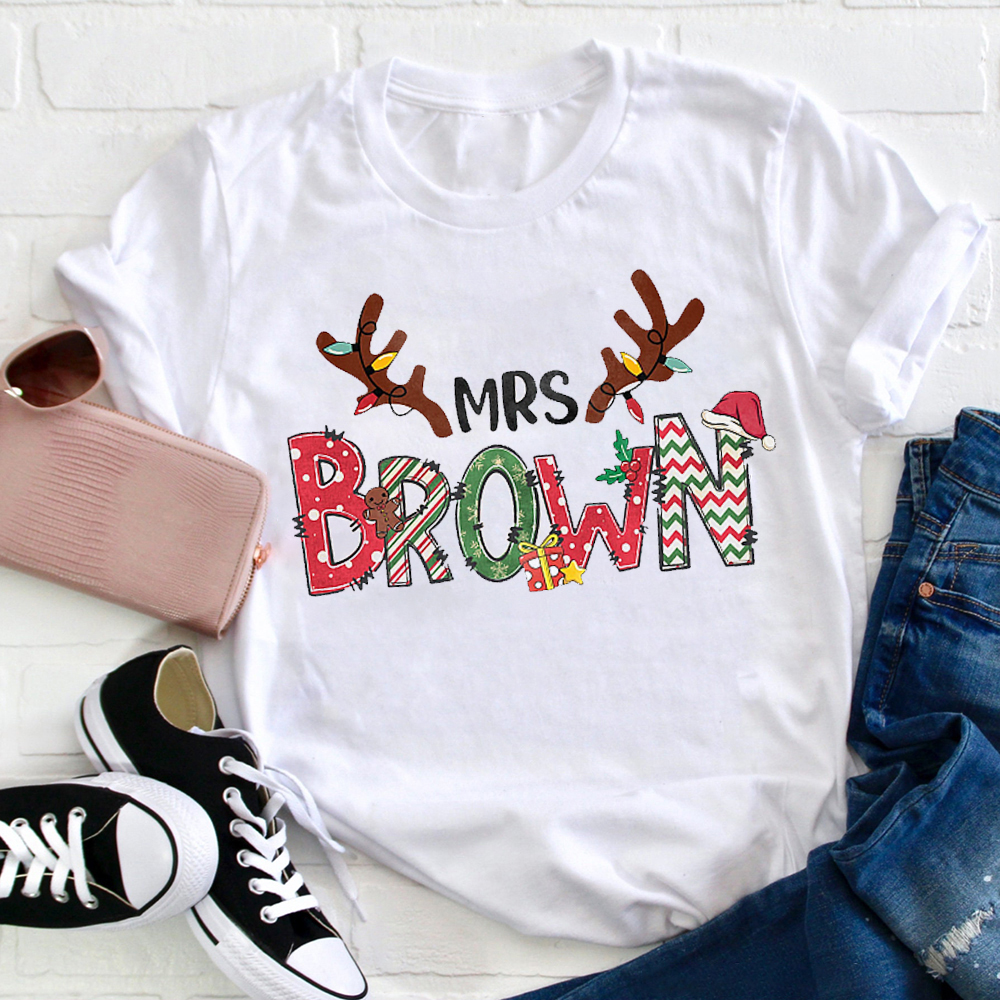 Personalized Santa's Favorite Christmas Teacher T-Shirt