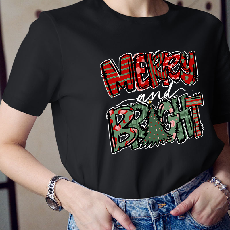 Merry And Bright Teacher T-Shirt