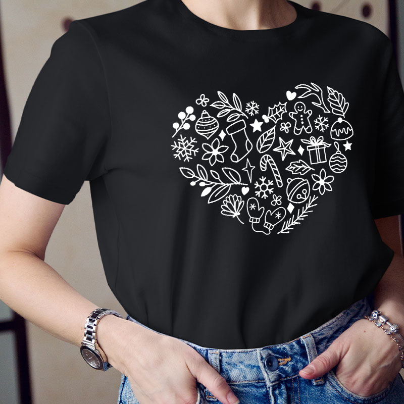 Christmas Heart Teacher T-Shirt