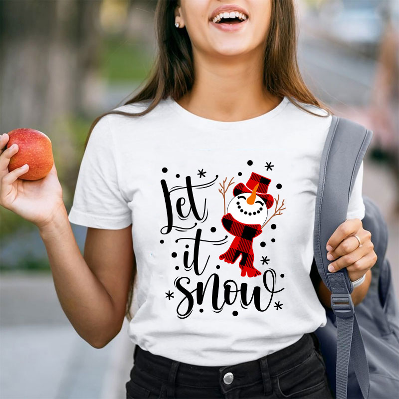 Let It Snow Snowman Teacher T-Shirt