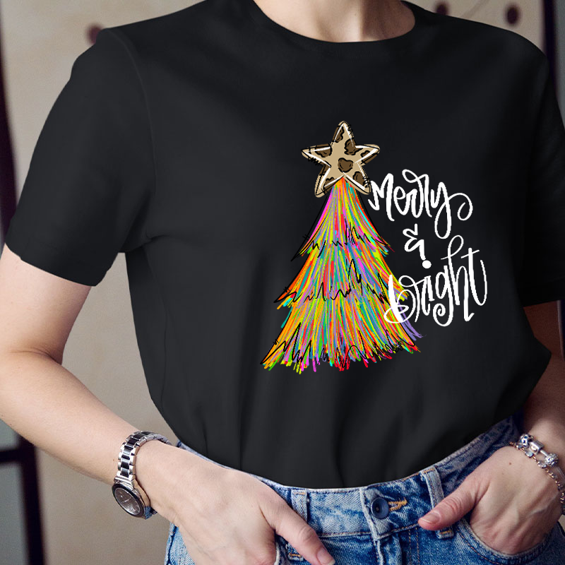Merry And Bright Teacher T-Shirt