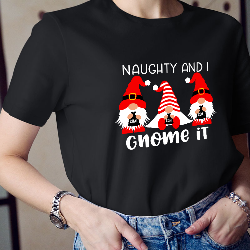 Naughty And I Gnome It Teacher T-Shirt