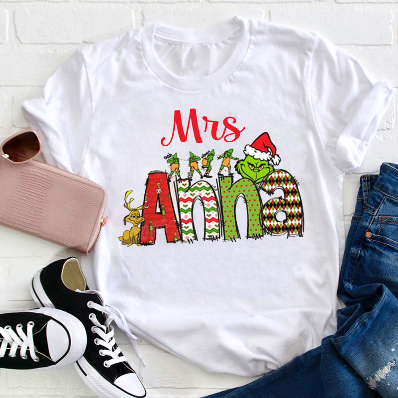 Personalized Name Christmas Coming Teacher T-Shirt