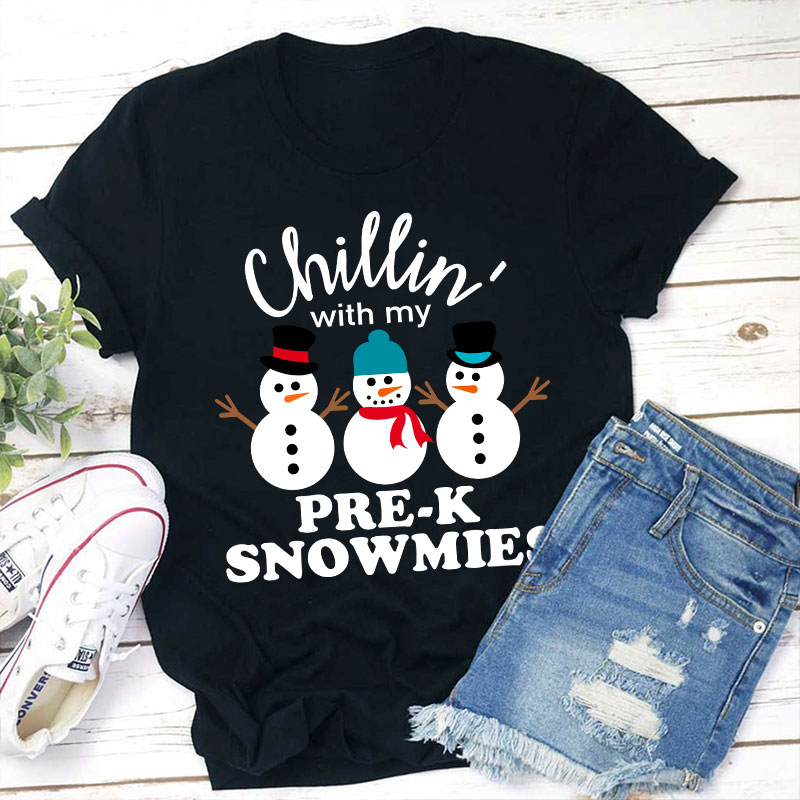 Personalized Grade Chillin' With My Snowmies Teacher T-Shirt