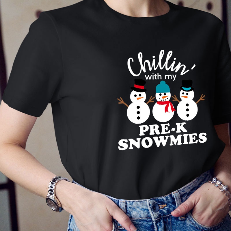 Personalized Grade Chillin' With My Snowmies Teacher T-Shirt