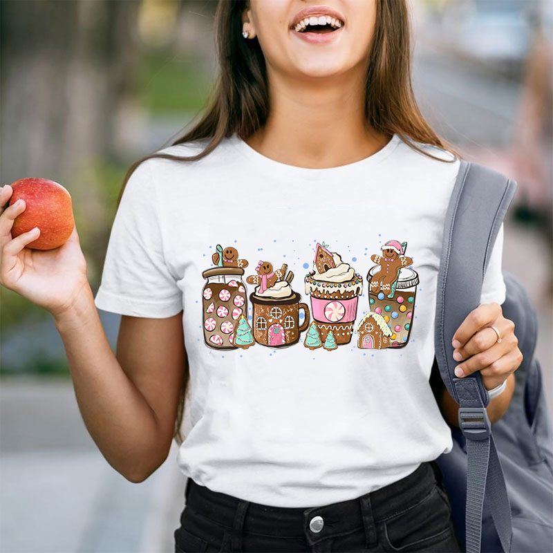 Gingerbread Christmas Coffee Christmas Teacher T-Shirt