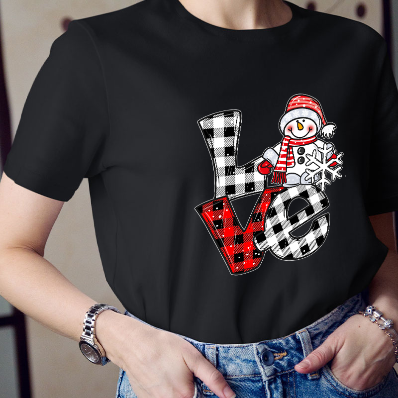 Love Cute Snowman Teacher T-Shirt