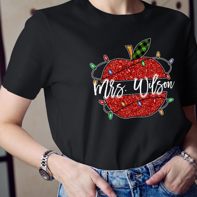 Personalized Shining Apple Teacher T-Shirt