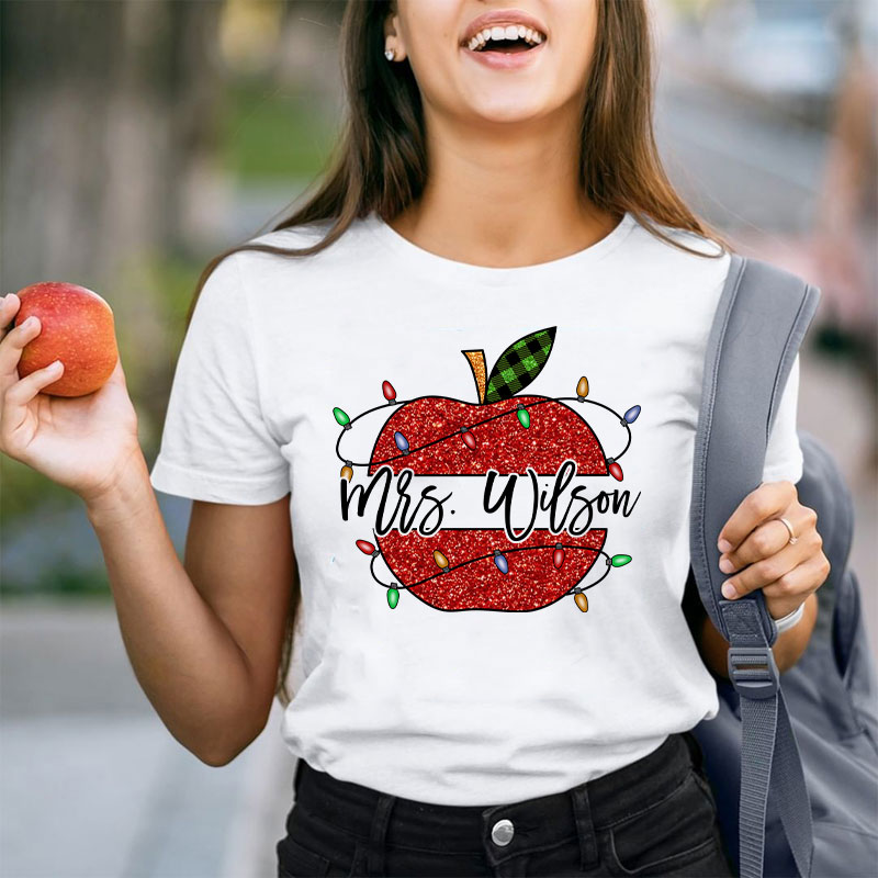 Personalized Shining Apple Teacher T-Shirt