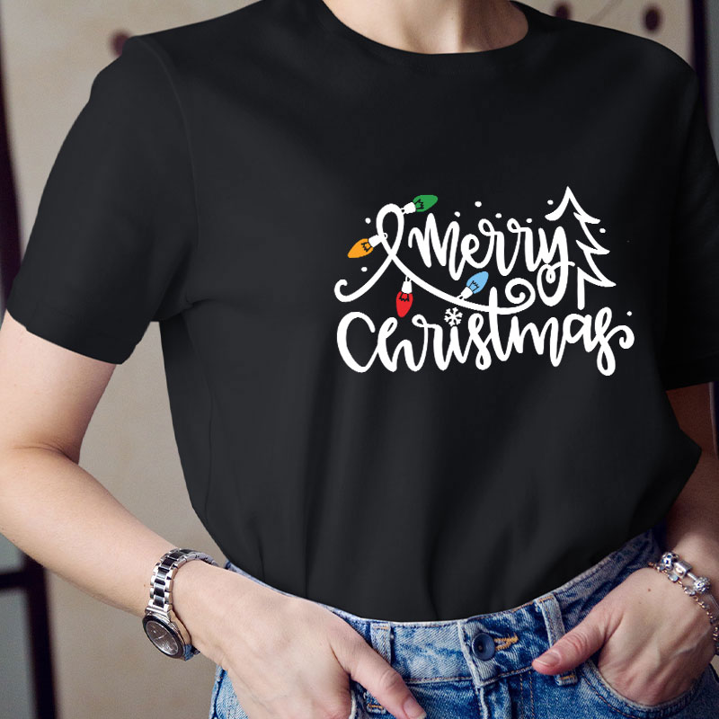 Merry Christmas Lights Teacher T-Shirt
