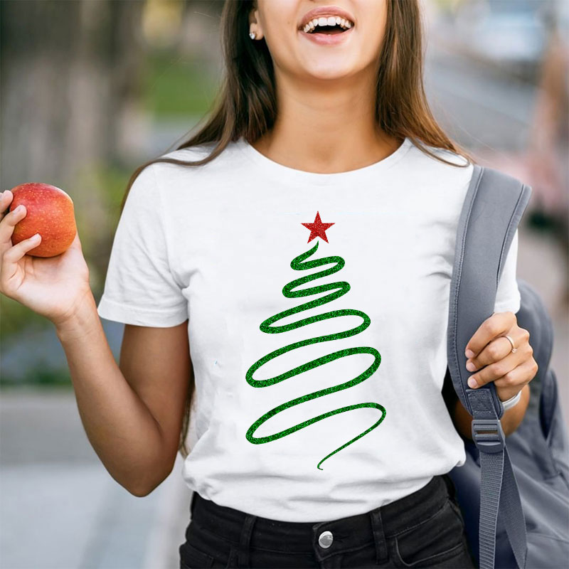 Draw A Sparkling Christmas Tree Teacher T-Shirt