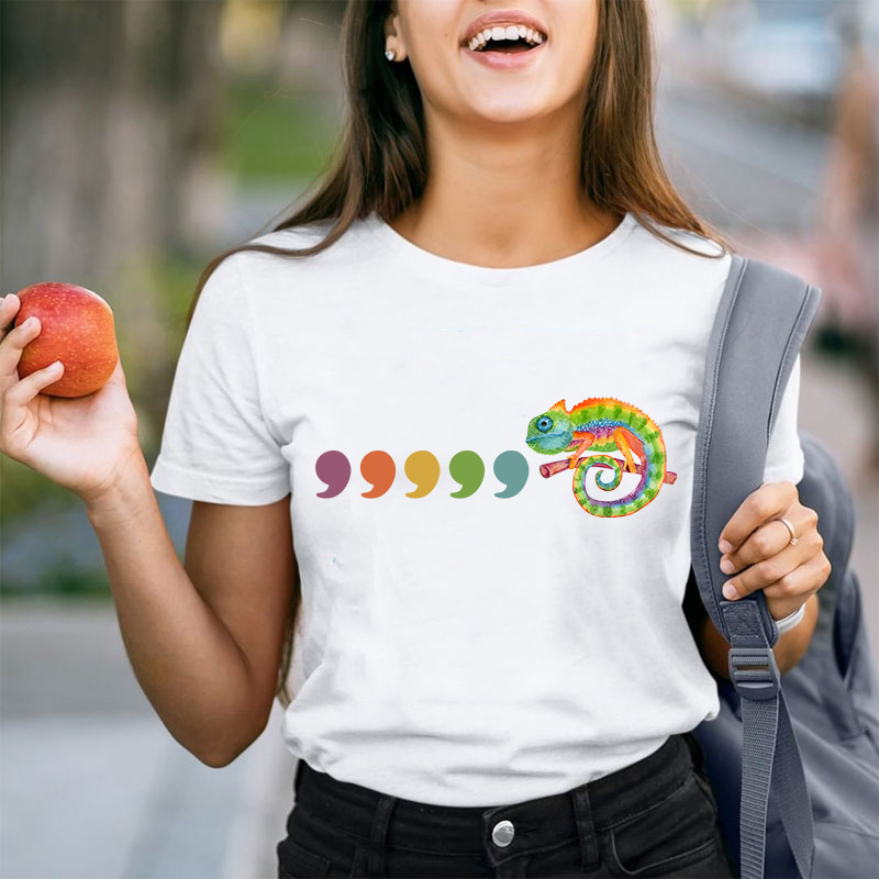 Comma Comma Chameleon Teacher T-Shirt
