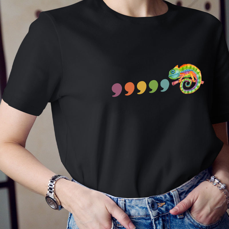 Comma Comma Chameleon Teacher T-Shirt