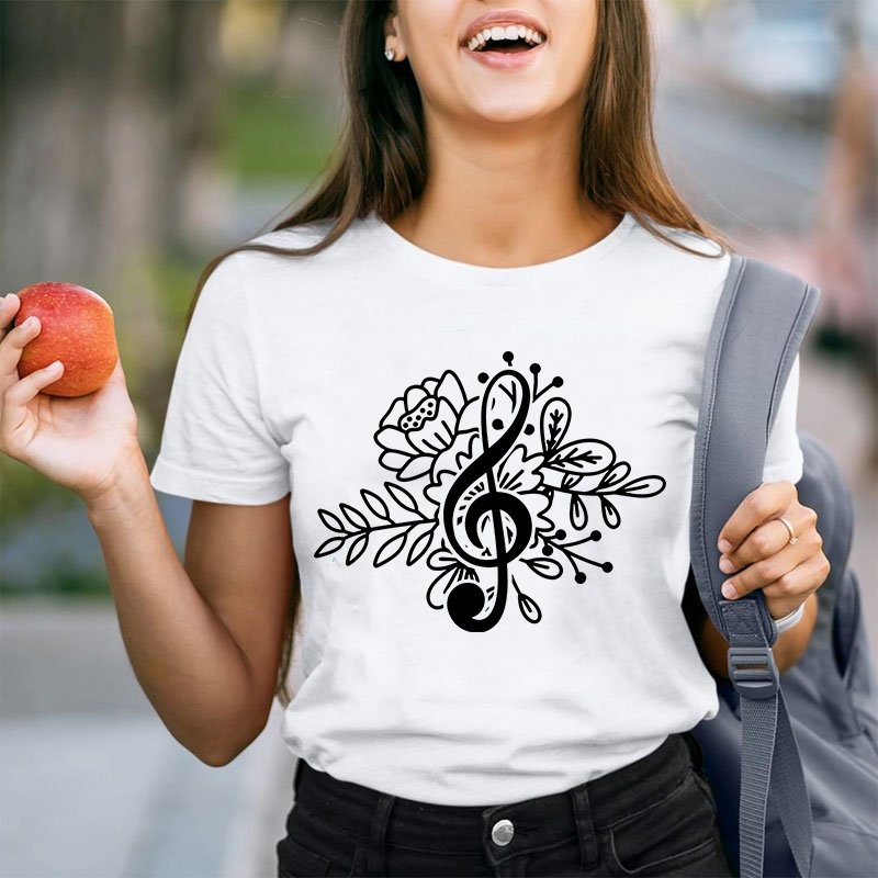 Music Note Flower Teacher T-Shirt