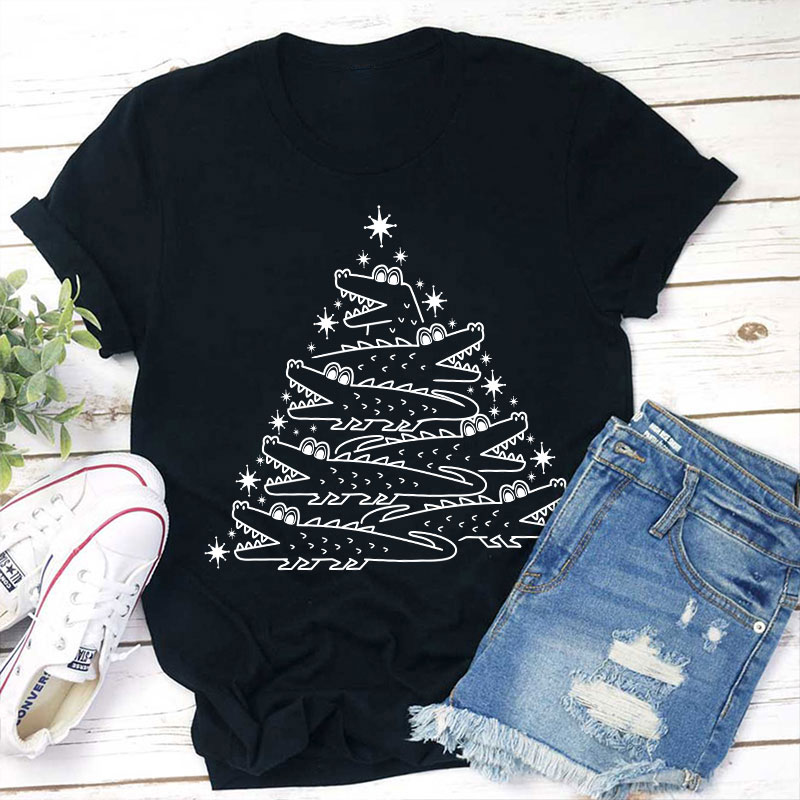 Dinosaur Christmas Tree Teacher T-Shirt