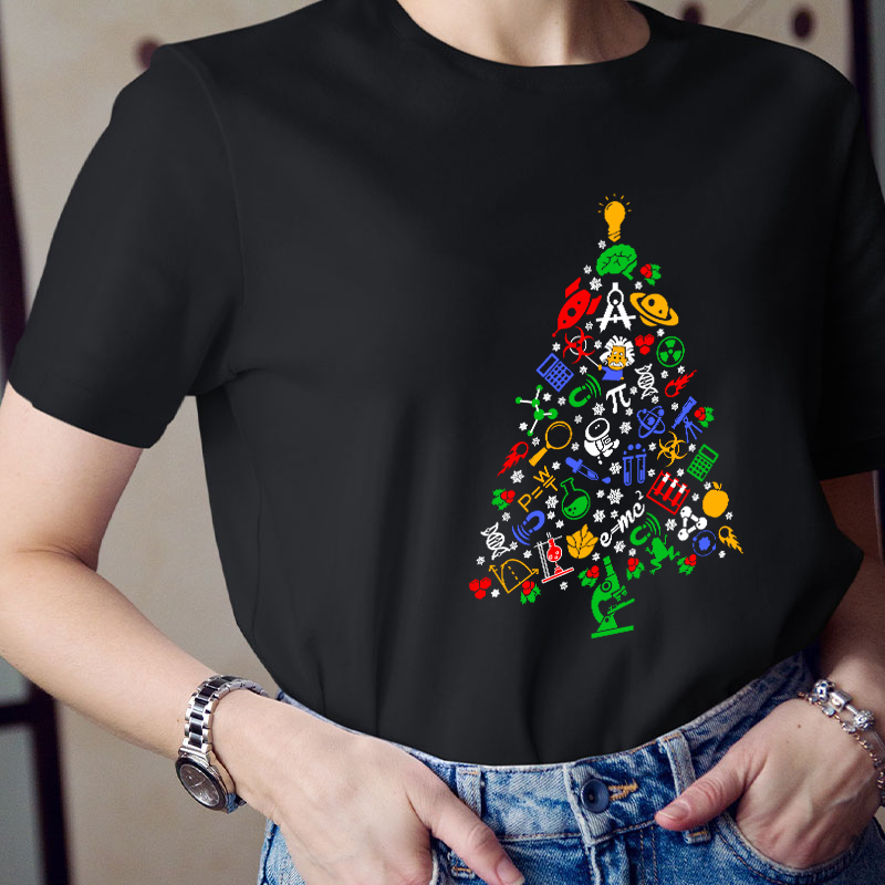 Physics And Chemistry Christmas Tree Teacher T-Shirt