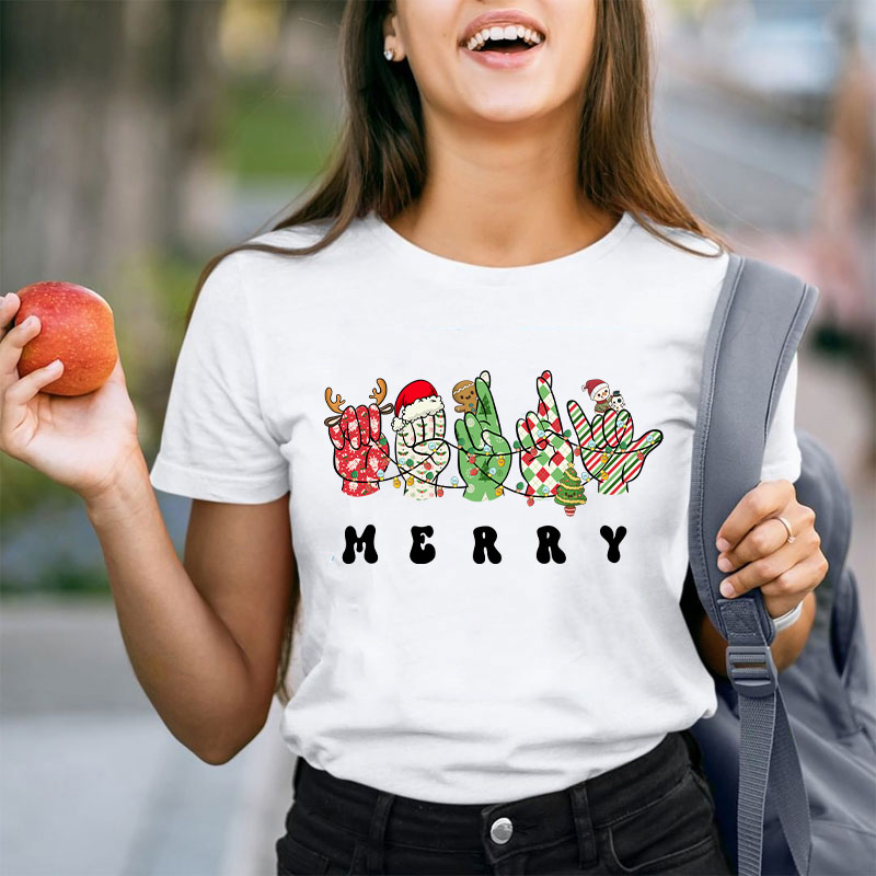 Merry Gesture Teacher T-Shirt