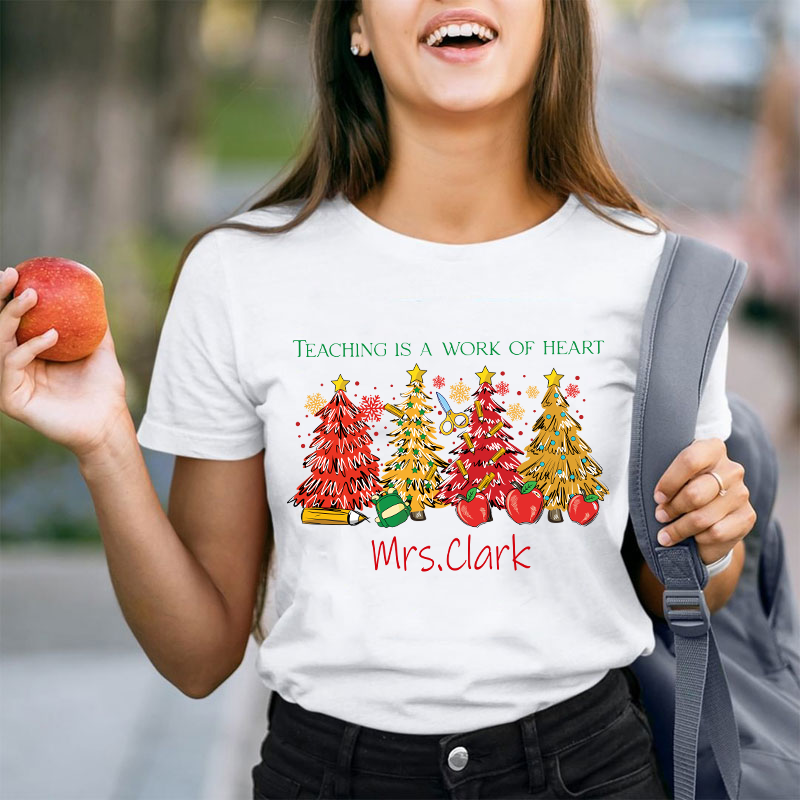 Personalized Teaching Is A Work Of Heart Teacher T-Shirt