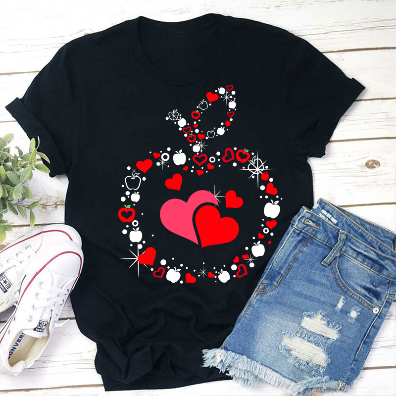 Apple Heart Teacher T-Shirt Sale-Teachersgram