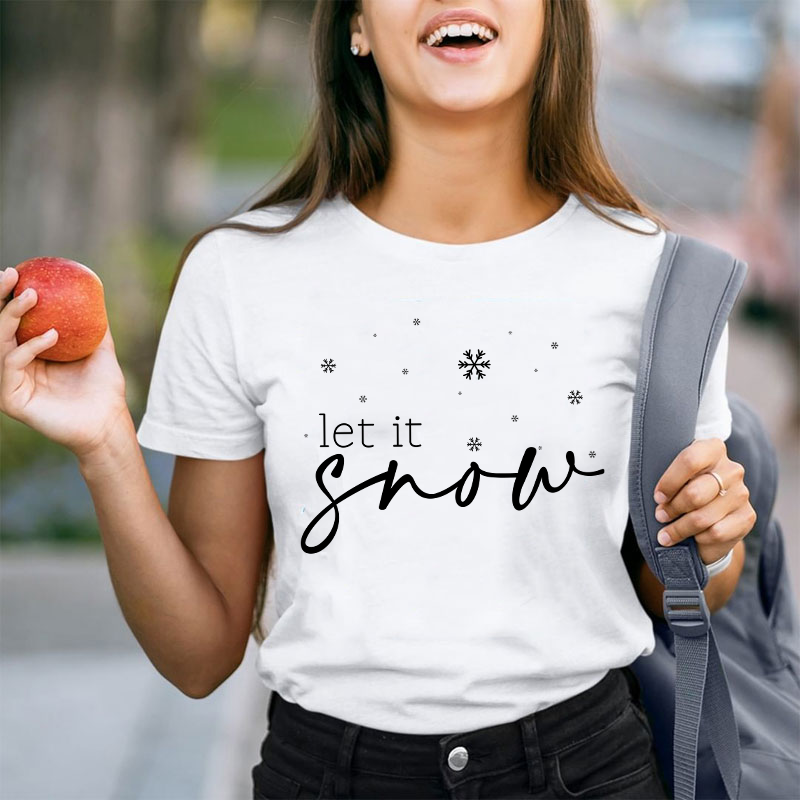 Let It Snow Snowflake Teacher T-Shirt