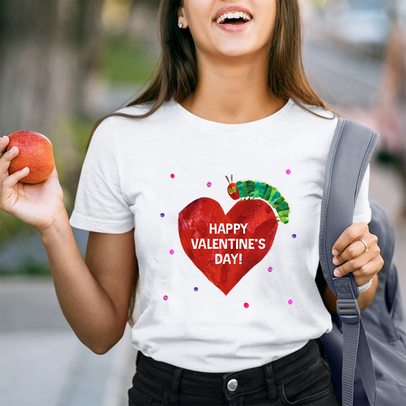 Happy Valentine's Day Caterpillar Teacher T-Shirt