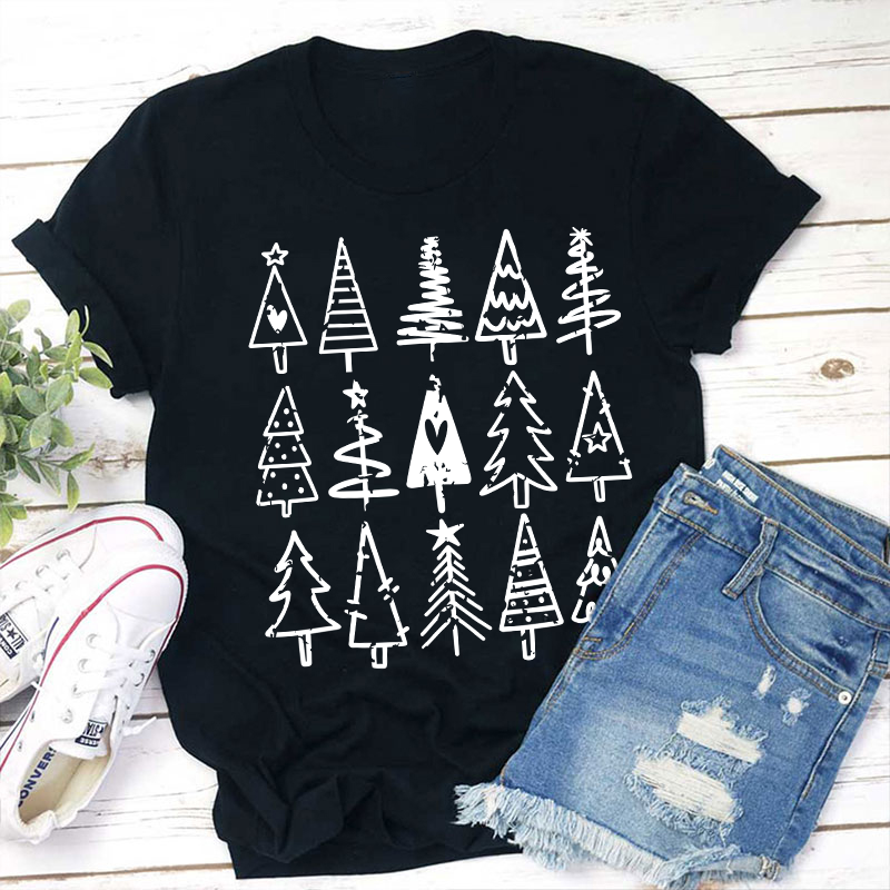 Assorted Christmas Trees Teacher T-Shirt