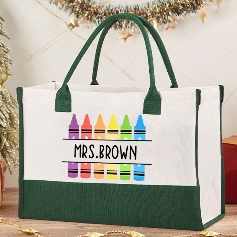 Personalized Pencil Teacher Name Cotton Tote Bag
