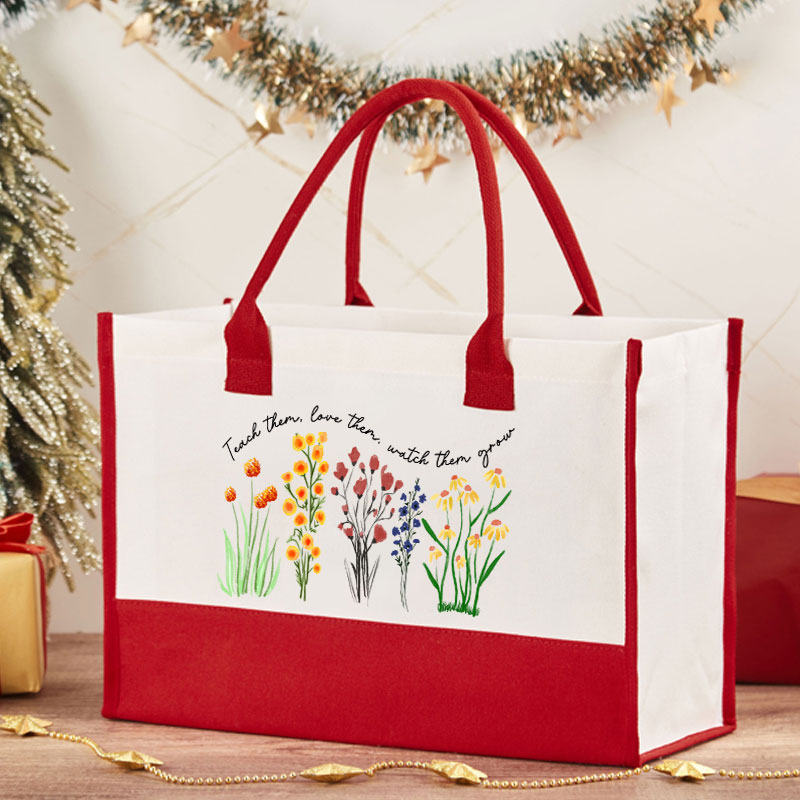 Teach Them Love Them Watch Them Grow Teacher Cotton Tote Bag