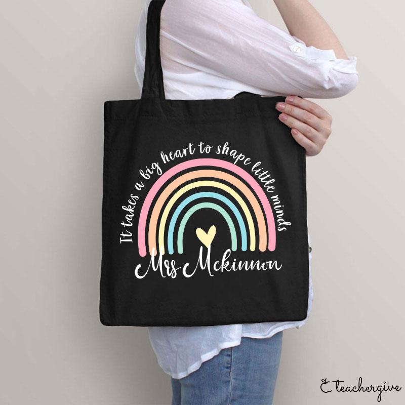 Personalized It Take A Big Heart To Shape Little Minds Teacher Tote Bag