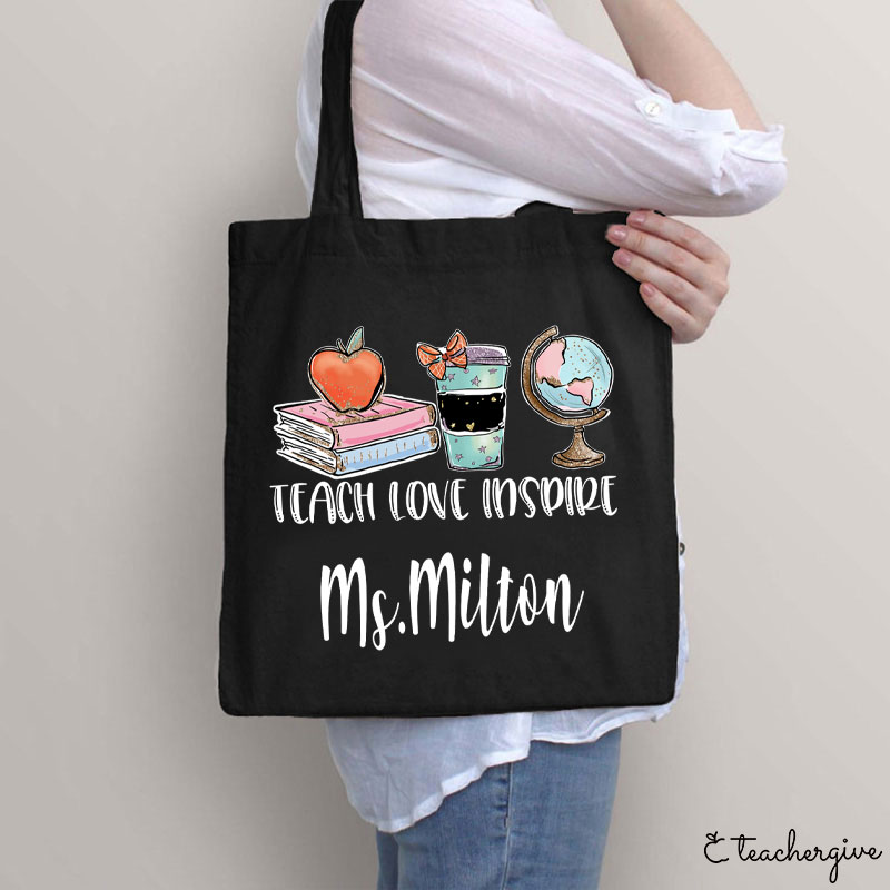 Personalized Teach Love Inspire Teacher Tote Bag