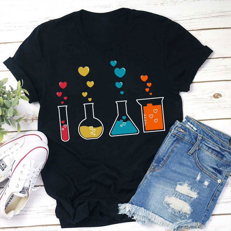 Cute Chemistry Hearts Teacher T-Shirt Sale-Teachersgram