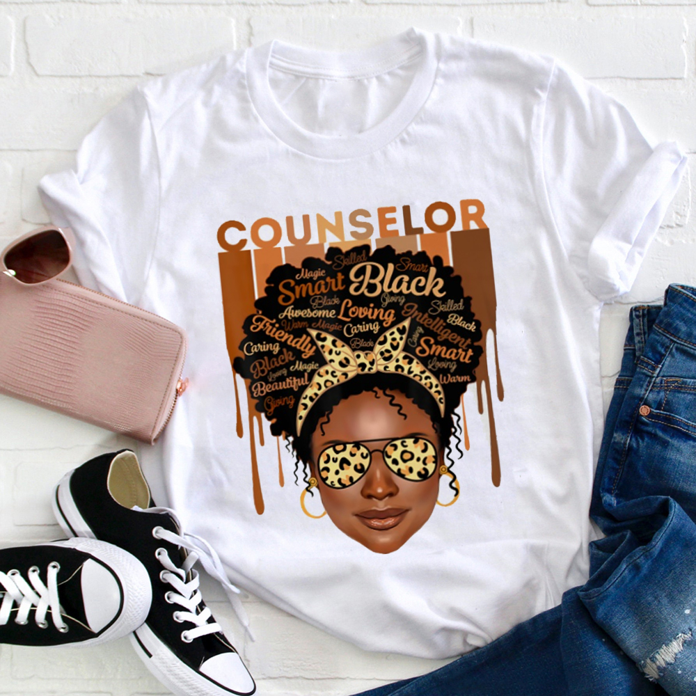 Personalized Smart Loving Caring Friendly Black Teacher T-Shirt
