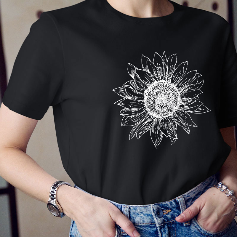 Floral Sunflower Teacher T-Shirt